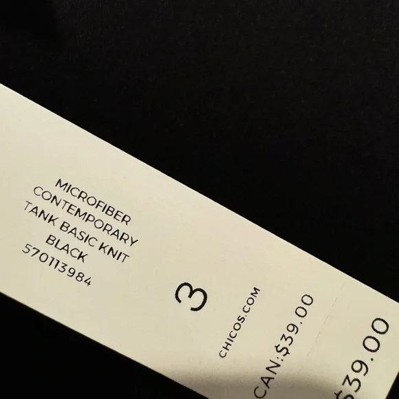 NWT Chico’s microfiber contemporary tank, basic knit Black size 3 - Picture 4 of 5